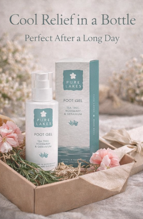 Foot gel with packaging and 'Pure Lakes' branding