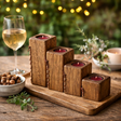 Wooden candle holder in an outside dining area