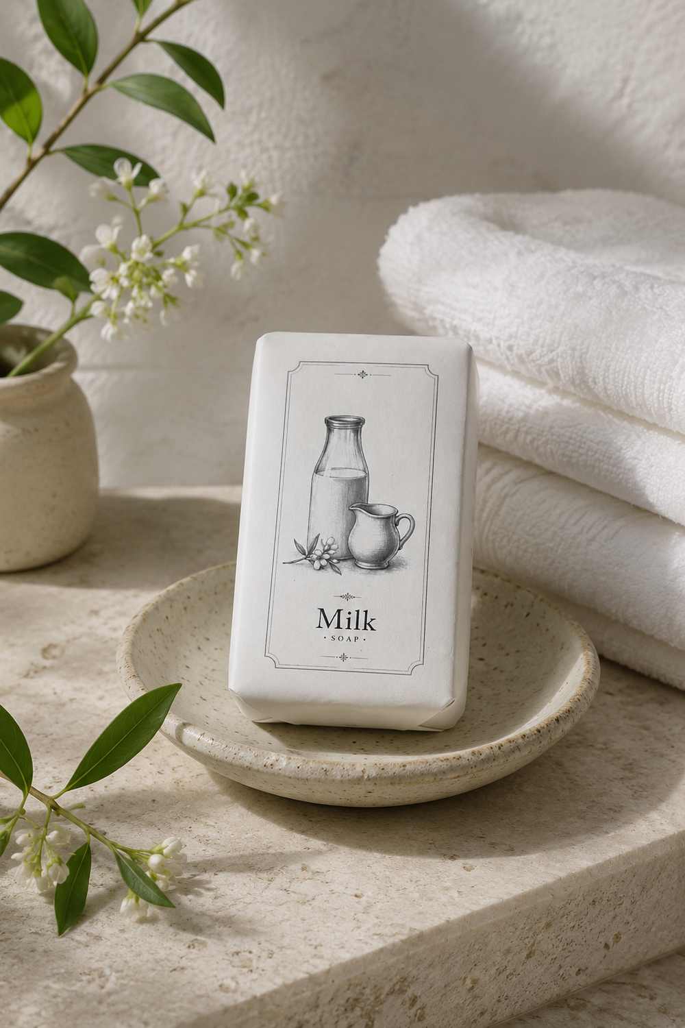 French vegetable based soap with clean milk fragrance