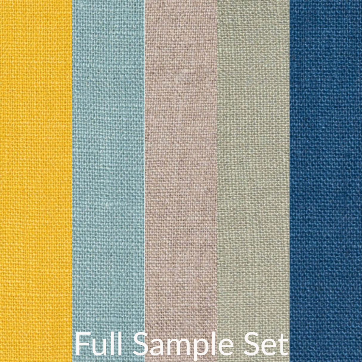 Color swatch set with five different fabric textures and colors.