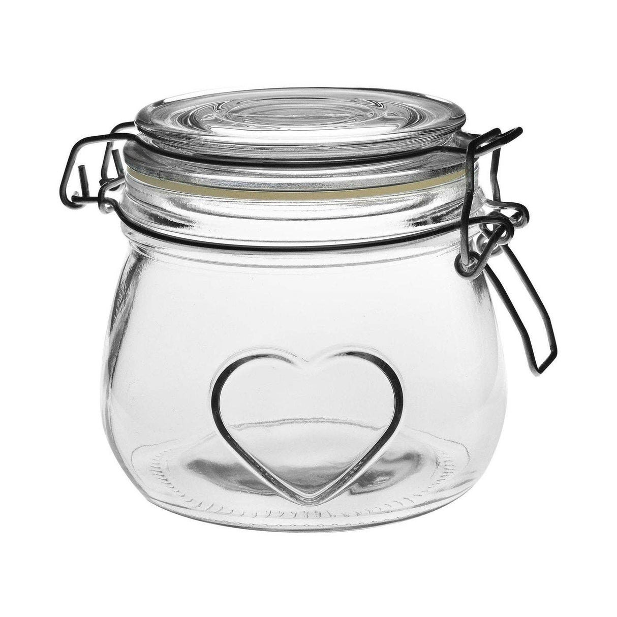 Glass clip down jar with heart