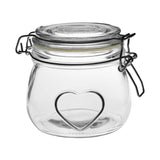 Glass clip down jar with heart