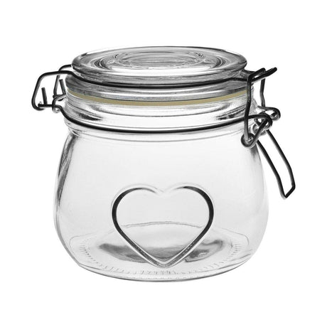 Glass clip down jar with heart