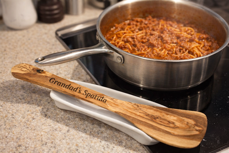 Olive Wood Spatula Cooking Utensil (30cm) with Optional Personalised Engraving