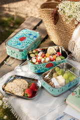 Hand-painted turquoise stainless steel lunch box
