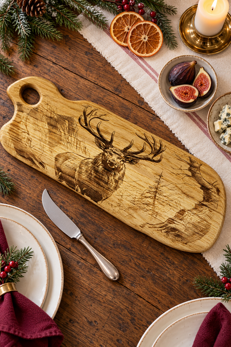 Handmade Oak Charcuterie Board – Stag Landscape & Waney Edge