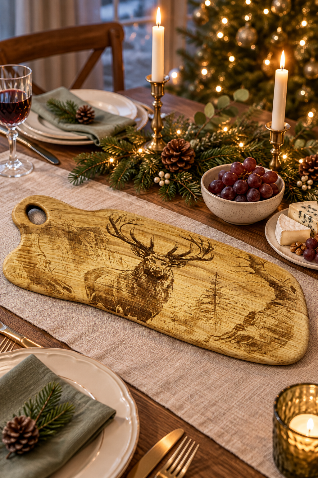 Handmade Oak Charcuterie Board – Stag Landscape & Waney Edge