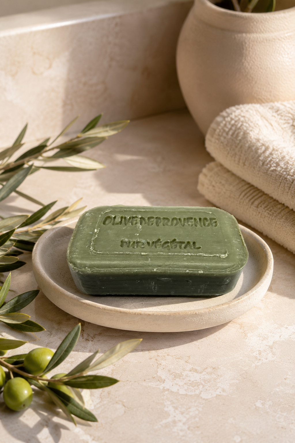 Handmade French olive oil soap bar