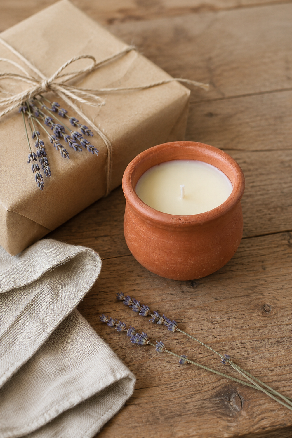 Handmade Indian Terracotta Pavani Candle – Original Lavender Scent