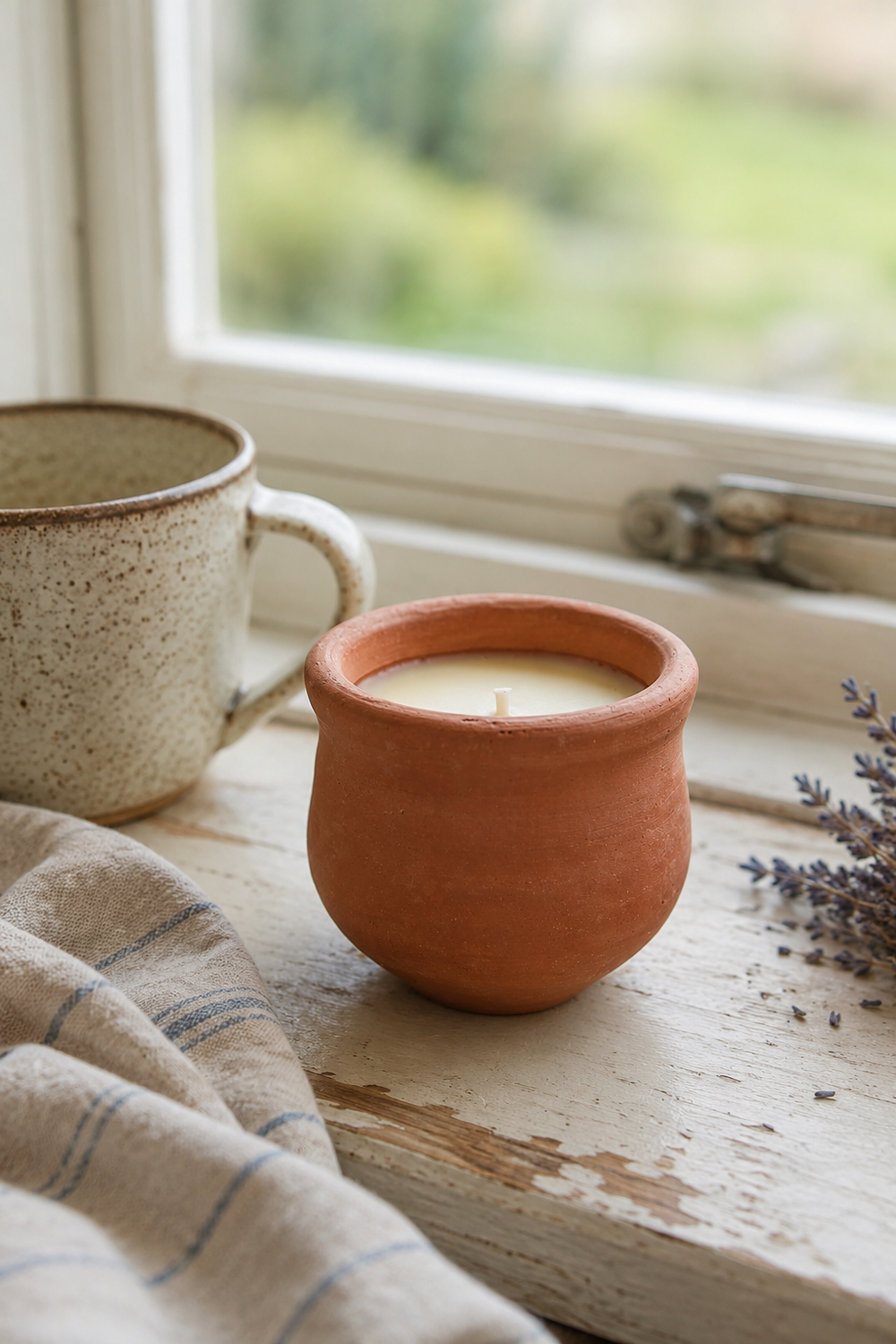 Handmade Indian Terracotta Pavani Candle – Original Lavender Scent