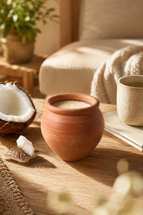 Handmade Terracotta Candle – Deepti Coconut Scented