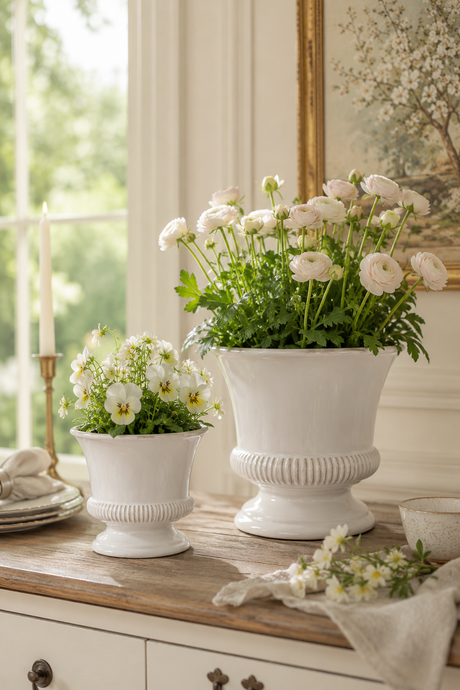 Hinton White Ceramic Planter