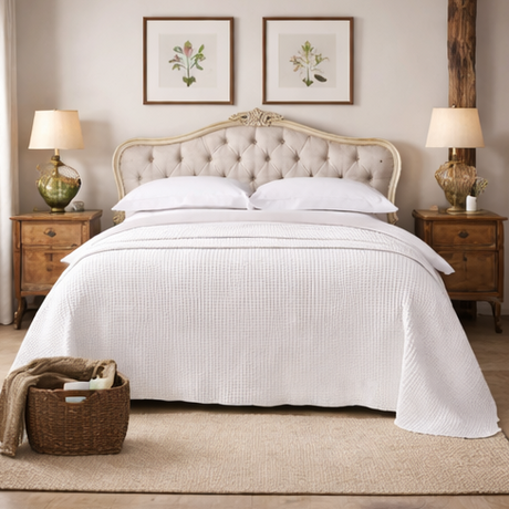 bedroom with a bed, nightstands, and decor.
