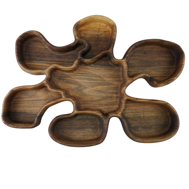 Walnut multi-pocket tray