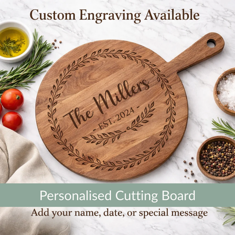 Round Acacia Wood Pizza Serving Board