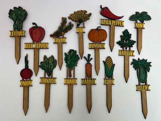 14 Illustrated Hand-Painted Garden Plant Identifiers "Full Collection"