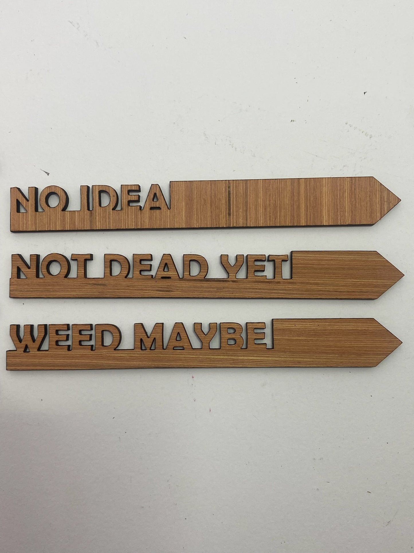 27 Laser-Cut Wooden Garden Markers: Mixed Classic and Comical Collection.