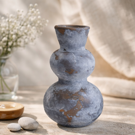 Keoni Glass Bud Vase – Small Stone Smoked Decorative Vase