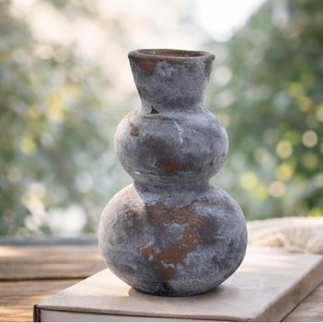 Keoni Glass Bud Vase – Small Stone Smoked Decorative Vase