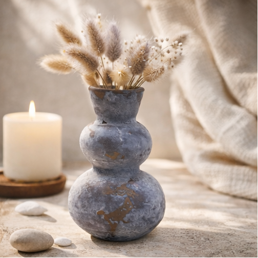 Keoni Glass Bud Vase – Small Stone Smoked Decorative Vase