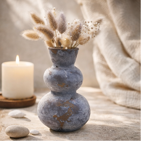 Keoni Glass Bud Vase – Small Stone Smoked Decorative Vase