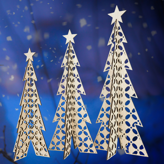 Set of 3 Large Christmas Trees (Light)