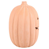 terraccota pumpkin-shaped halloween decoration on a white background