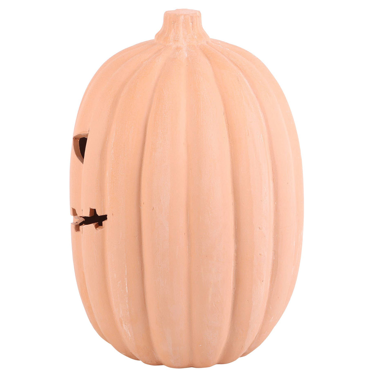 Terracotta Decorative pumpkin on a white background