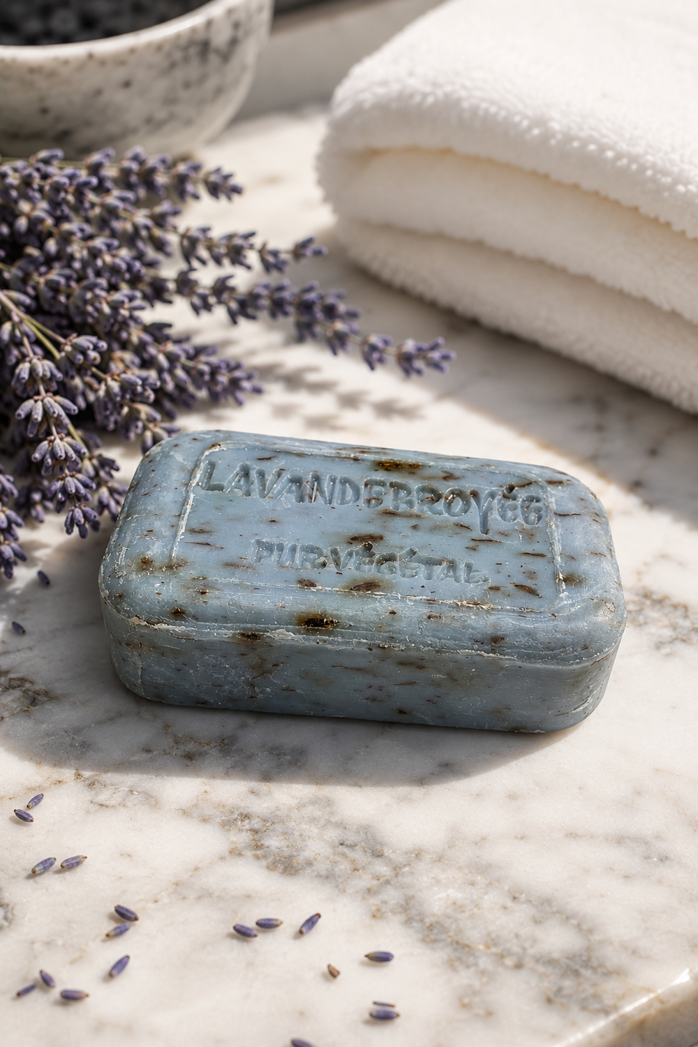 Lavender handmade French soap bar with crushed lavender 100g