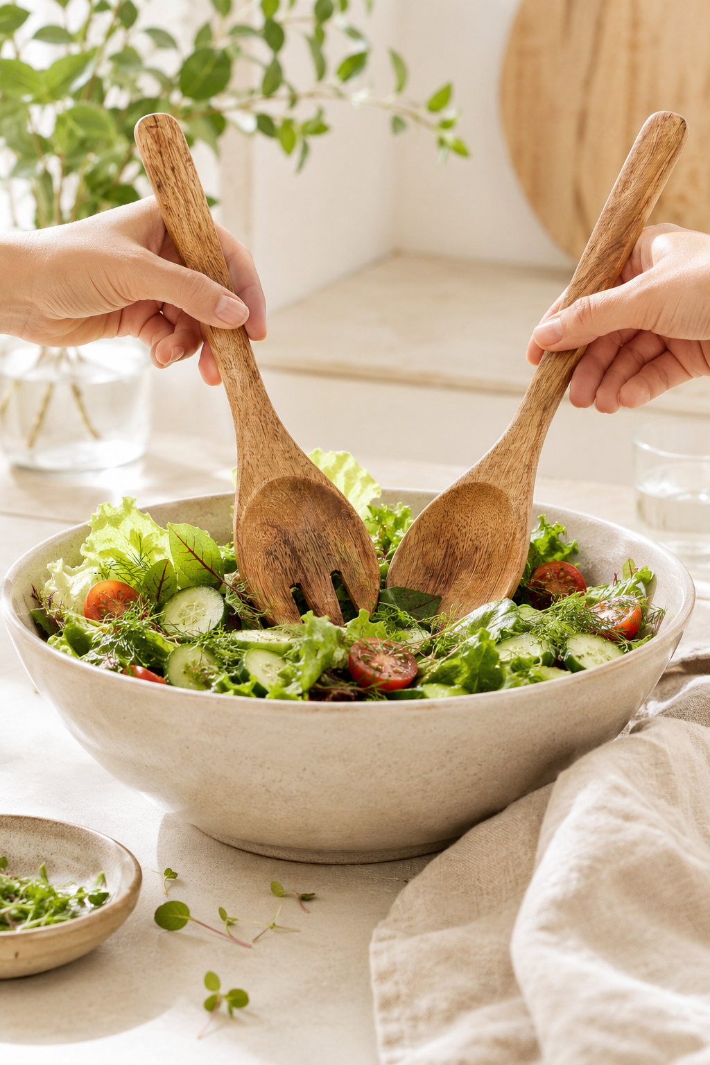 Mango wood salad servers 33cm