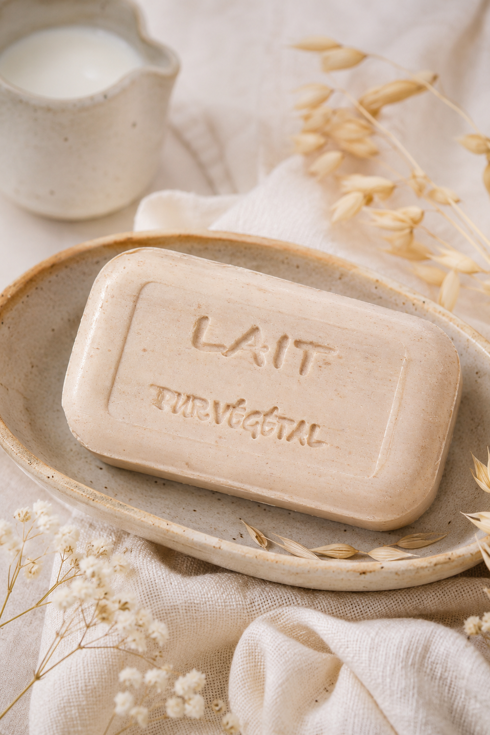 Milk soap enriched with soy milk powder and argan oil