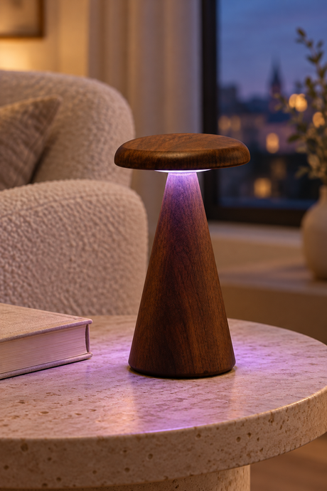 Mini Walnut LED Table Lamp – Sylva Rechargeable
