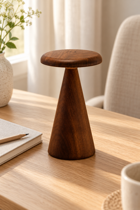 Mini Walnut LED Table Lamp – Sylva Rechargeable