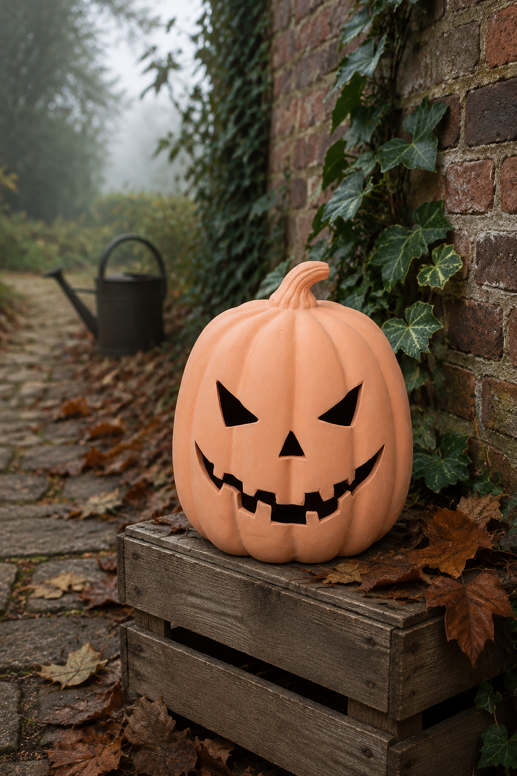 Medium Terracotta Halloween Pumpkin Decoration – 22cm