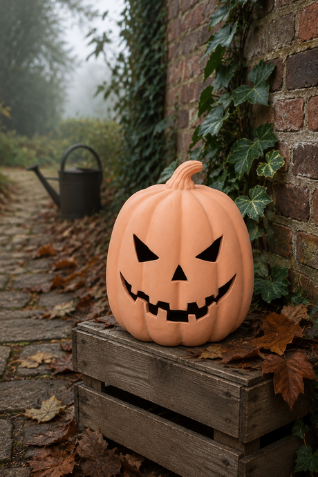 Medium Terracotta Halloween Pumpkin Decoration – 22cm