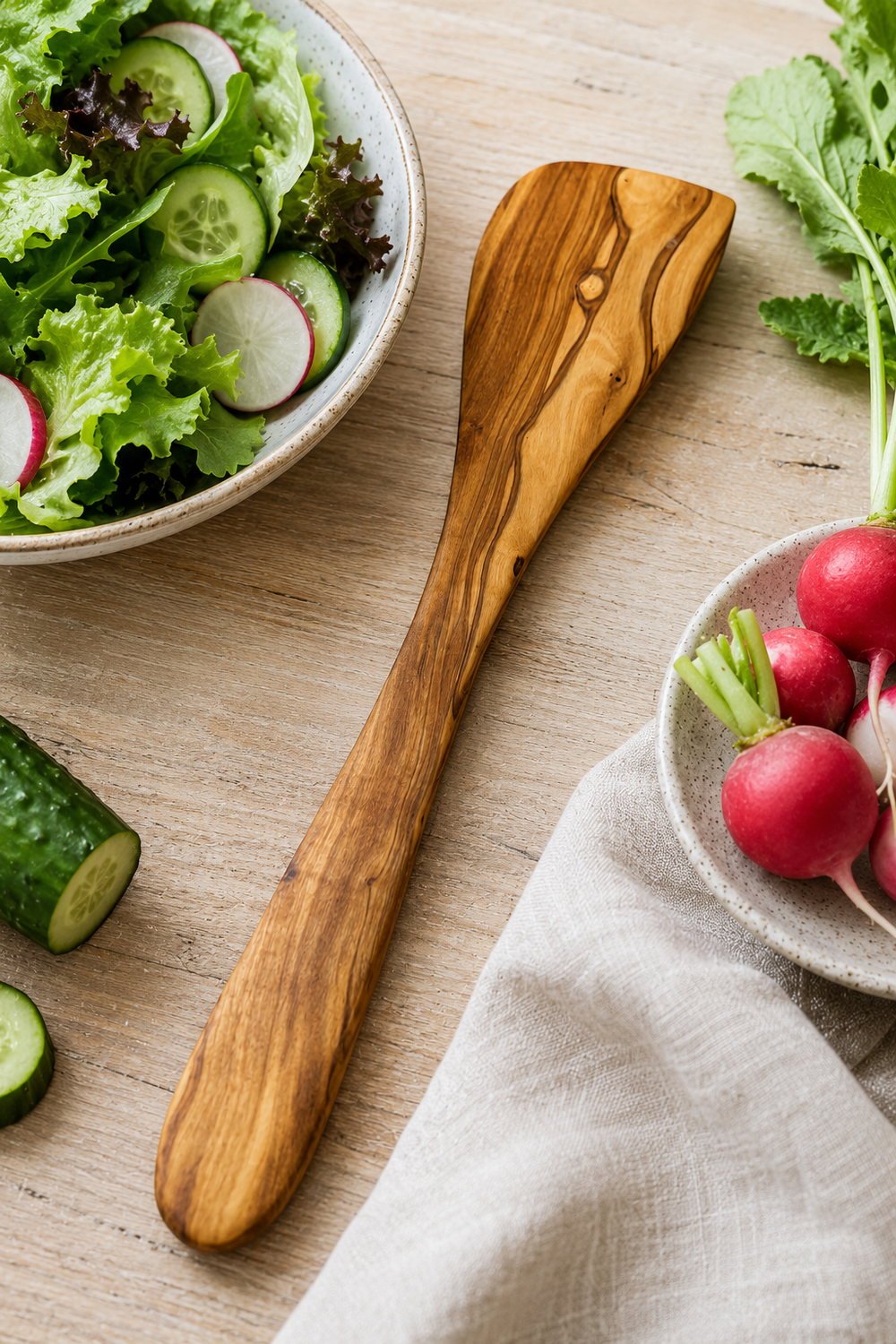 Natural olive wood spatula for everyday cooking