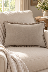 Natural Linen Cushion Cover – Small Frill, 50 × 30cm
