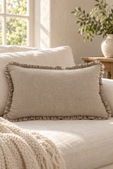 Natural Linen Cushion Cover – Small Frill, 50 × 30cm