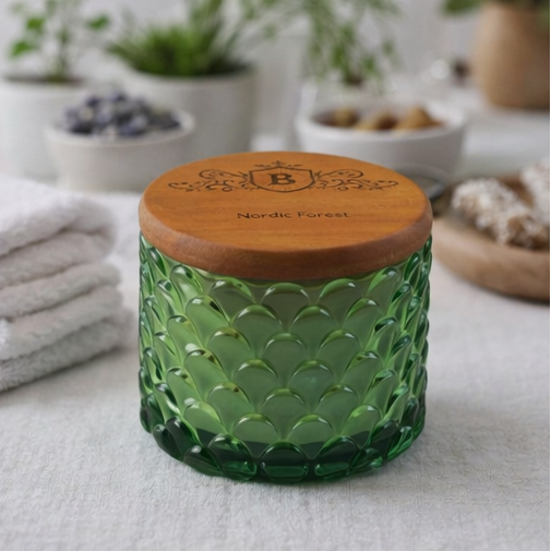 Nordic Forest Candle with Wooden Lid