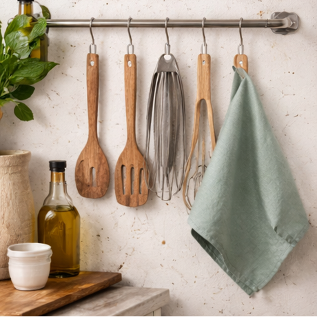 Ocean Mint Pure Linen Kitchen Towel