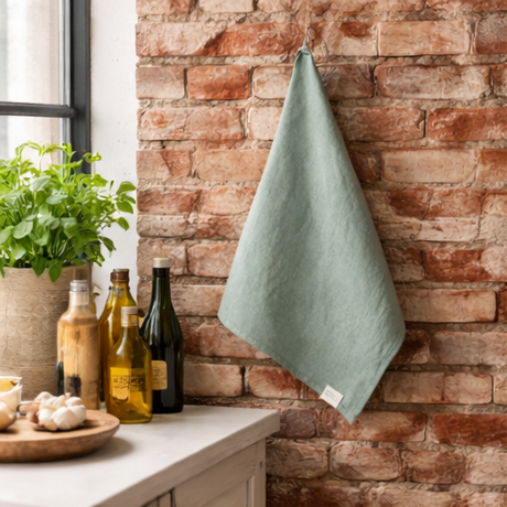 Ocean Mint Pure Linen Kitchen Towel