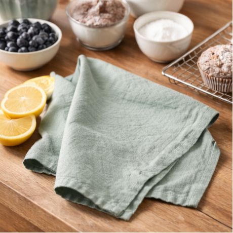 Ocean Mint Pure Linen Kitchen Towel
