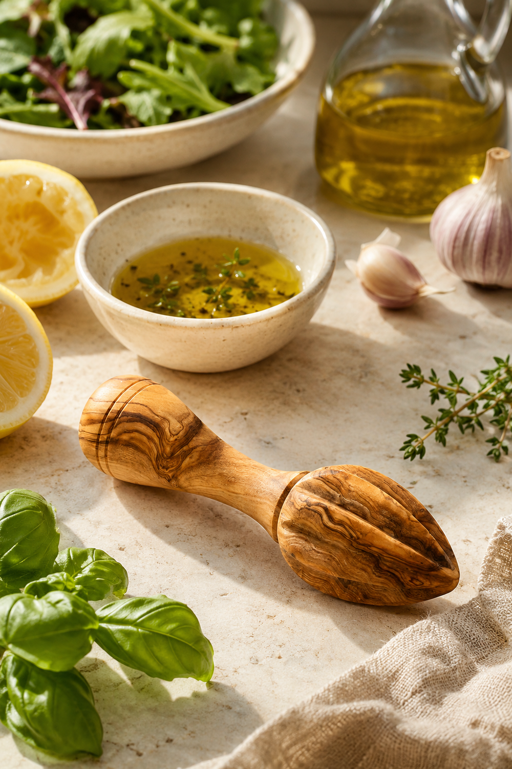 Olive wood citrus juicer for lemons and limes