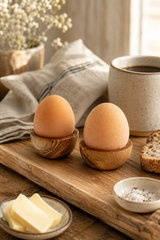 Olive wood egg cups set of two for boiled eggs