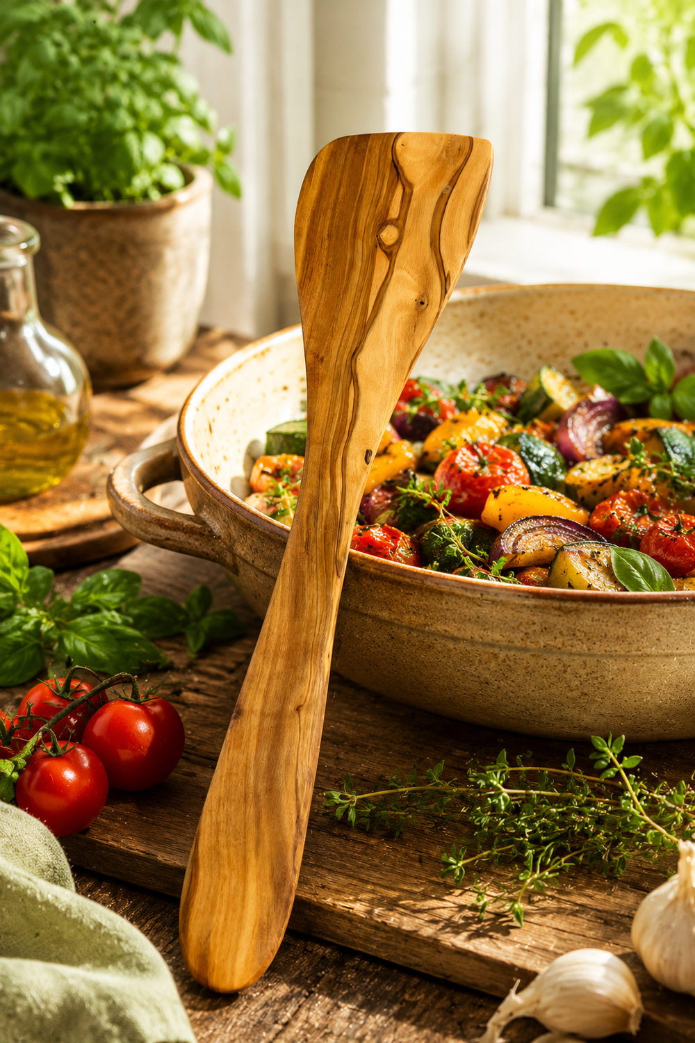 Olive wood kitchen utensil suitable for non-stick pans