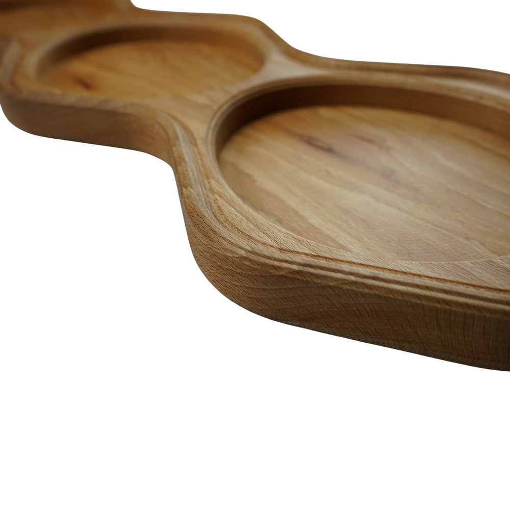 One-of-a-kind oak four-compartment serving board made in Derbyshire
