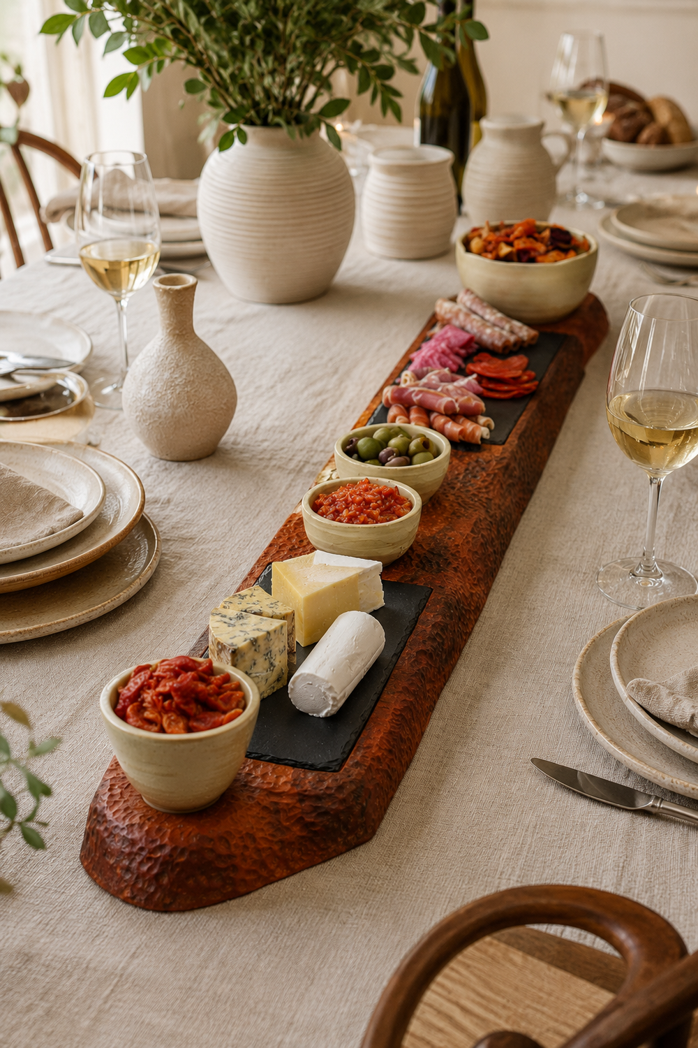 One-of-a-kind wooden tasting board for cheese and charcuterie