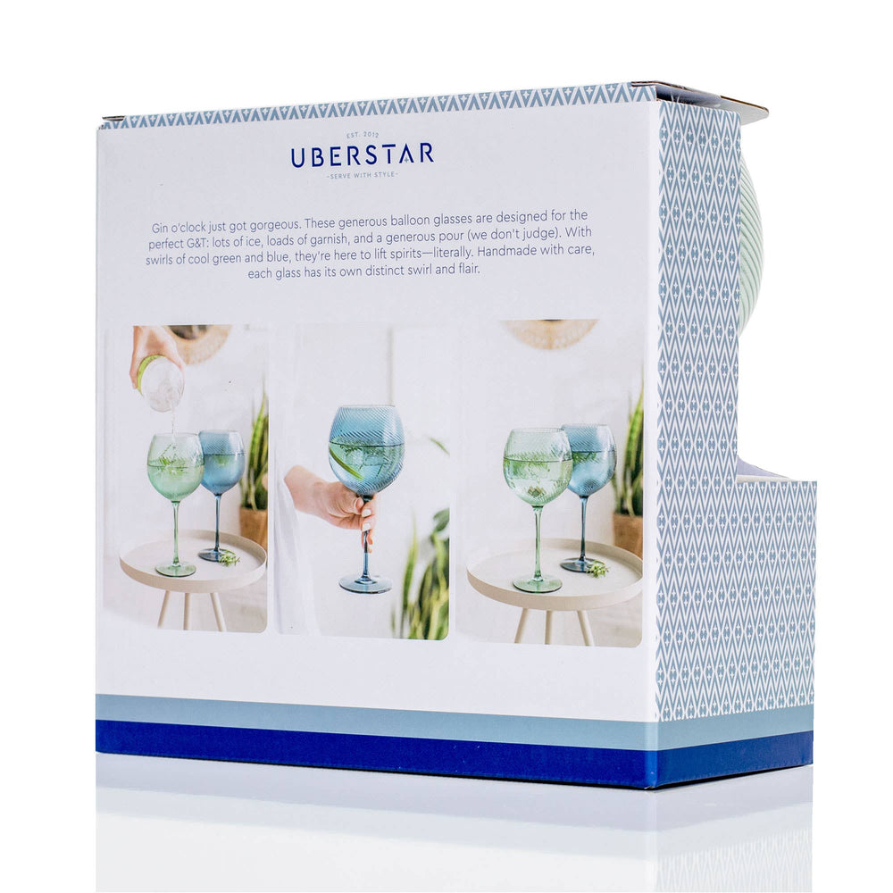 Box of Uberstar glasses with images of the glasses on a white background