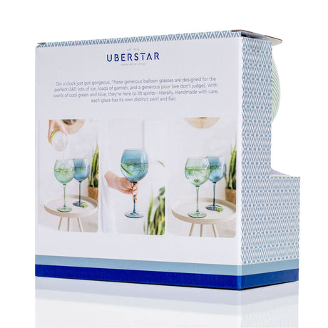 Box of Uberstar glasses with images of the glasses on a white background