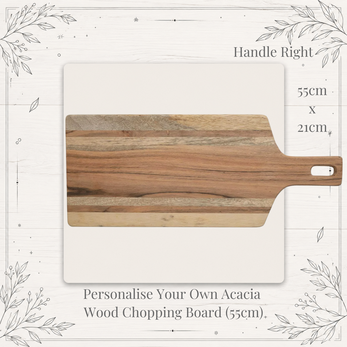 Personalised Acacia Wood Chopping Board – Engraved 55cm Wooden Board